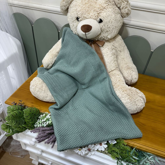 Manta Tricô Colméia Verde Malva Lunene Baby