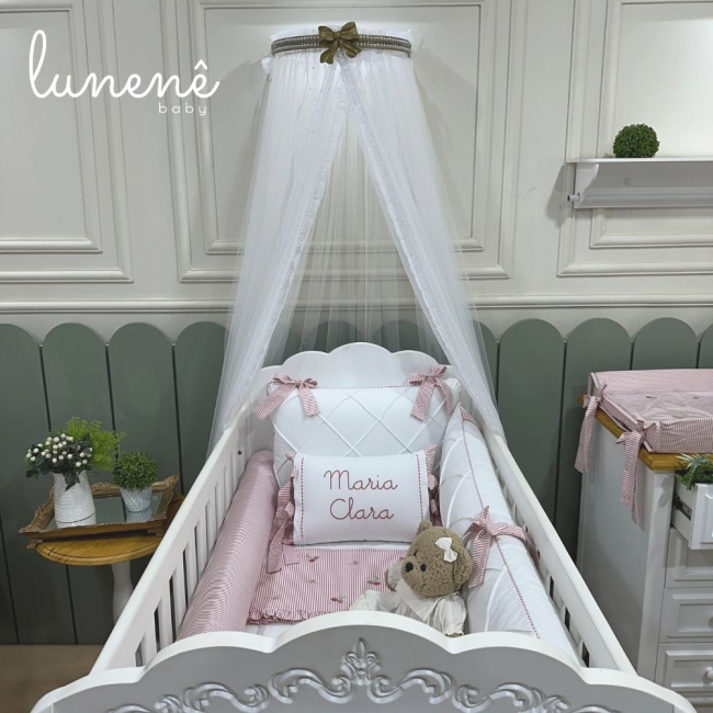 Mosquiteiro Dossel Tully Cerejinha Rose 200 Fios 4568