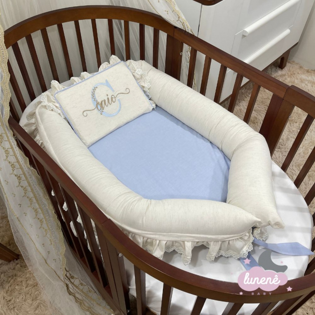 Ninho Baby 02 peças Linho Baby Azul Chambre 200 Fios