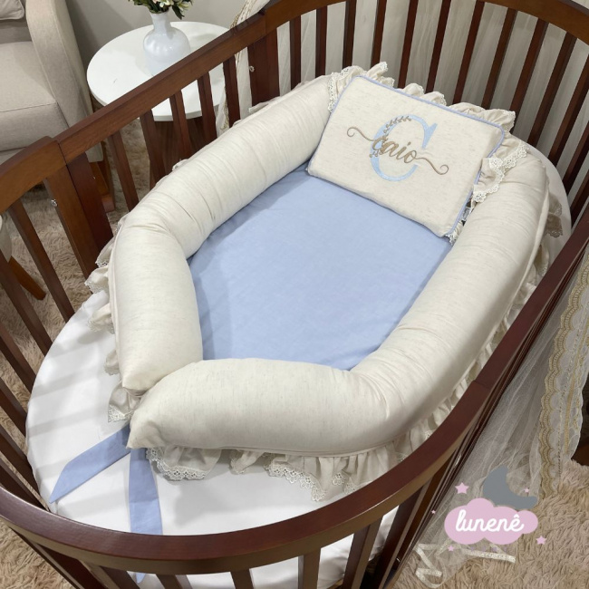 Ninho Baby 02 peças Linho Baby Azul Chambre 200 Fios