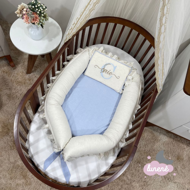 Ninho Baby 02 peças Linho Baby Azul Chambre 200 Fios