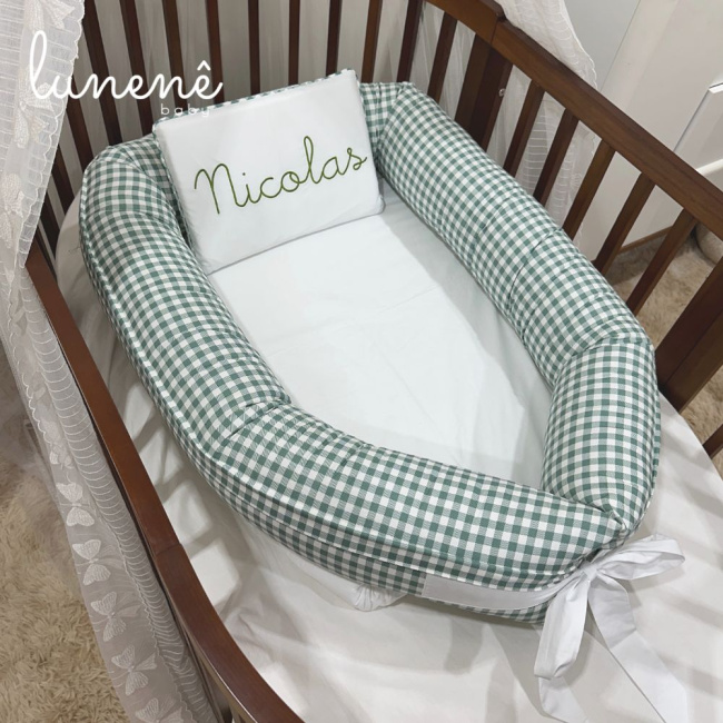 Ninho Baby 02 peças Xadrez Verde 200 Fios 4547