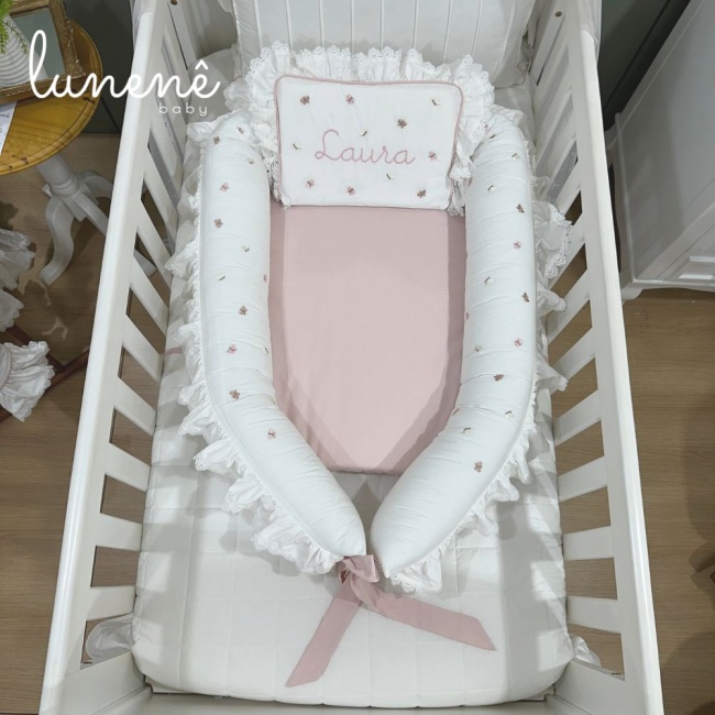 Ninho Redutor de Berço Personalizado 02 Peças Borboletas Rose Laura