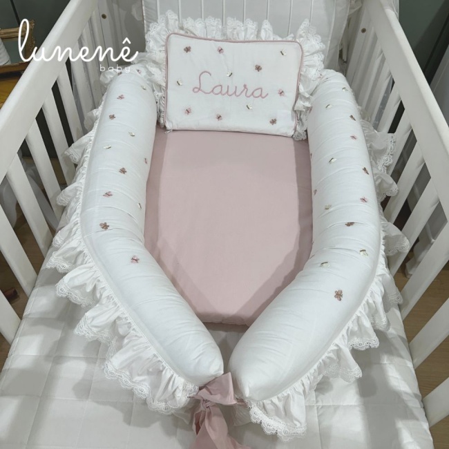 Ninho Redutor de Berço Personalizado 02 Peças Borboletas Rose Laura