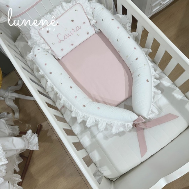 Ninho Redutor de Berço Personalizado 02 Peças Borboletas Rose Laura