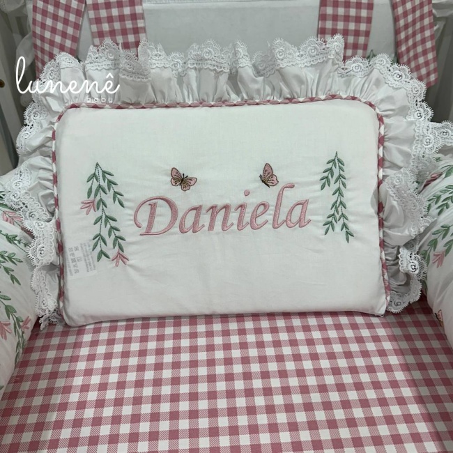 Ninho Redutor de Berço Personalizado 02 Peças Floral Xadrez Daniela