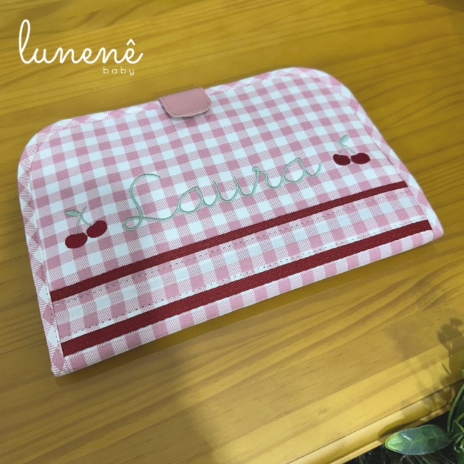 Porta Fraldas para Bolsa Maternidade Xadrez Rosa 4612