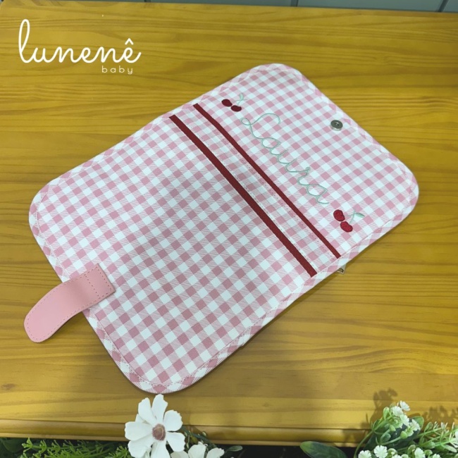 Porta Fraldas para Bolsa Maternidade Xadrez Rosa 4612