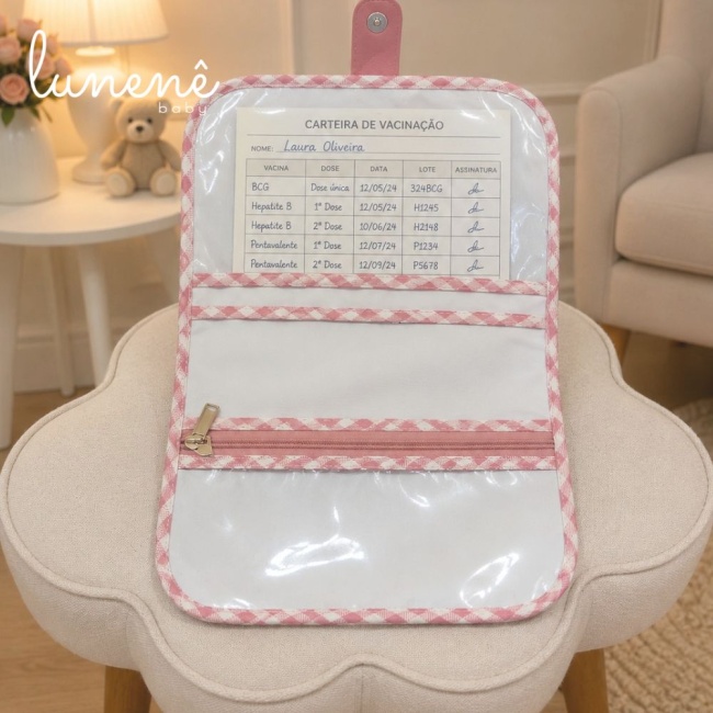 Porta Fraldas para Bolsa Maternidade Xadrez Rosa 4612