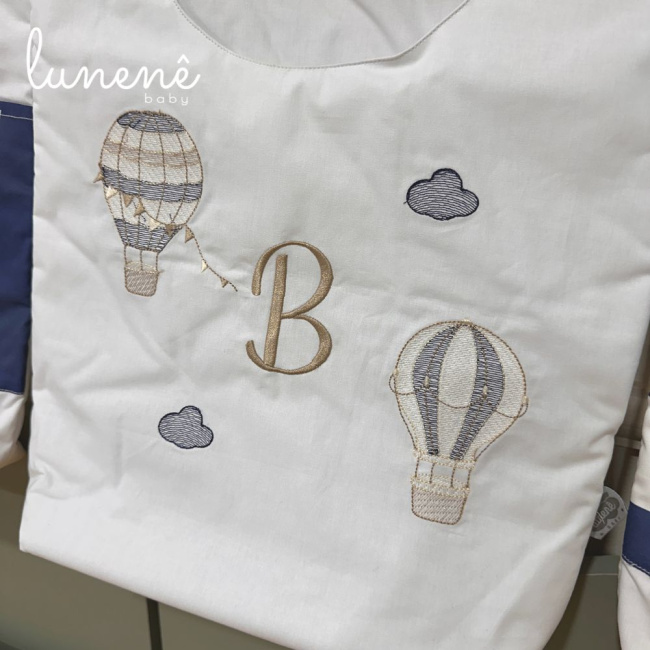 Porta Objeto 03 Peças Balão Marinho Xadrez 200 Fios 4493