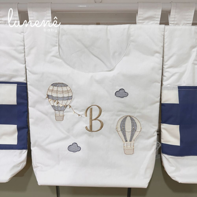 Porta Objeto 03 Peças Balão Marinho Xadrez 200 Fios 4493