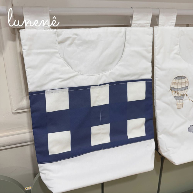 Porta Objeto 03 Peças Balão Marinho Xadrez 200 Fios 4493