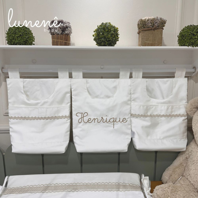 Porta Objeto 03 Peças Lunenê Baby Castelli Caqui 400 Fios 4579