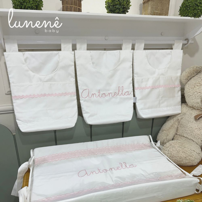 Porta Objeto 03 Peças Lunenê Baby Castelli Rosa 400 Fios 4583