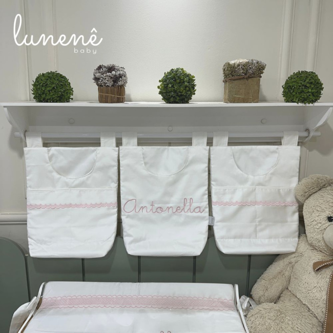 Porta Objeto 03 Peças Lunenê Baby Castelli Rosa 400 Fios 4583