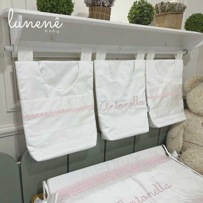 Porta Objeto 03 Peças Lunenê Baby Castelli Rosa 400 Fios 4583