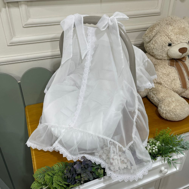 Protetor para Bebê Conforto em Voil Branco