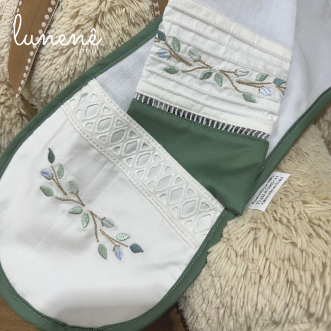 Regurgitador 02 Peças Lunenê Baby Floral Verde 400 Fios 9004