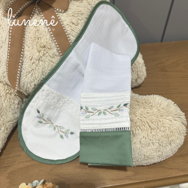 Regurgitador 02 Peças Lunenê Baby Floral Verde 400 Fios 9004