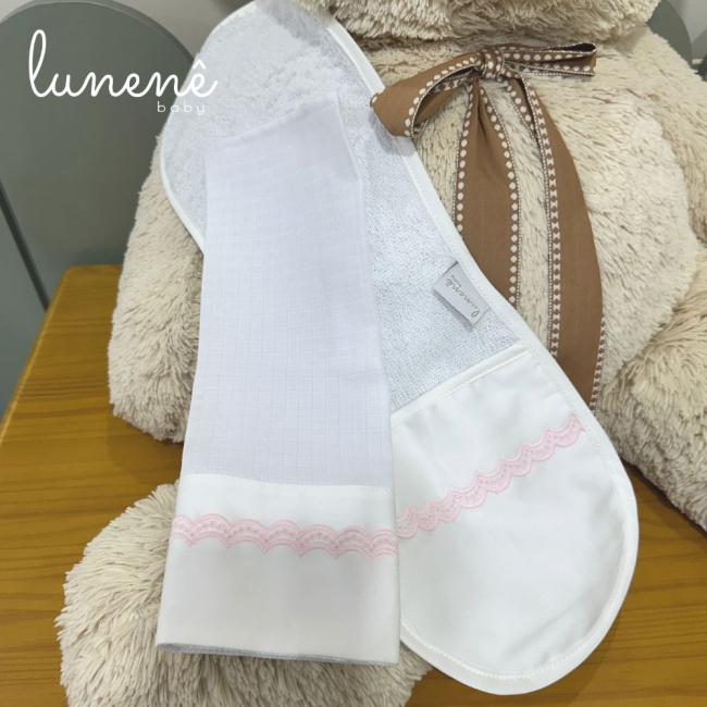 Regurgitador 02 Peças Lunenê Baby Castelli Rosa 400 Fios 4583