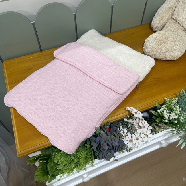 Saco de Dormir Soft com Tricô Rose