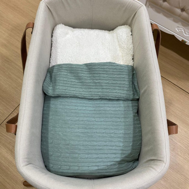 Saco de Dormir Soft com Tricô Verde Malva