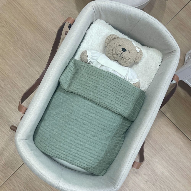 Saco de Dormir Soft com Tricô Verde Malva