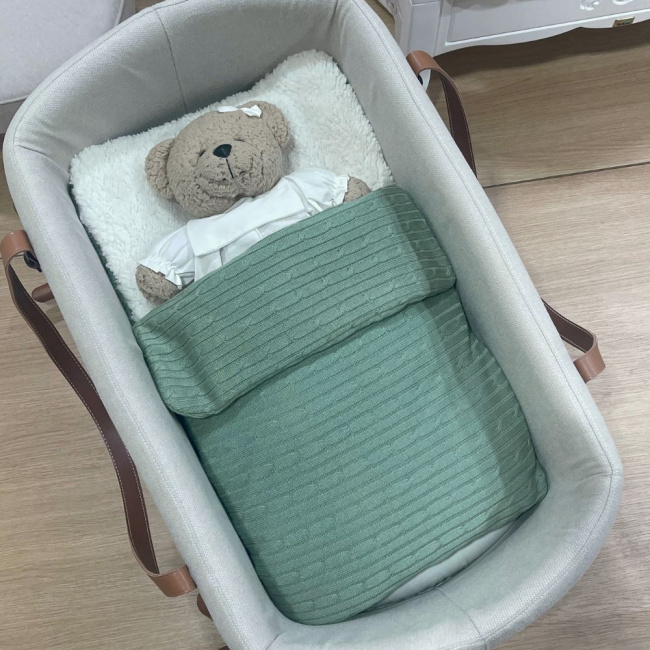 Saco de Dormir Soft com Tricô Verde Malva