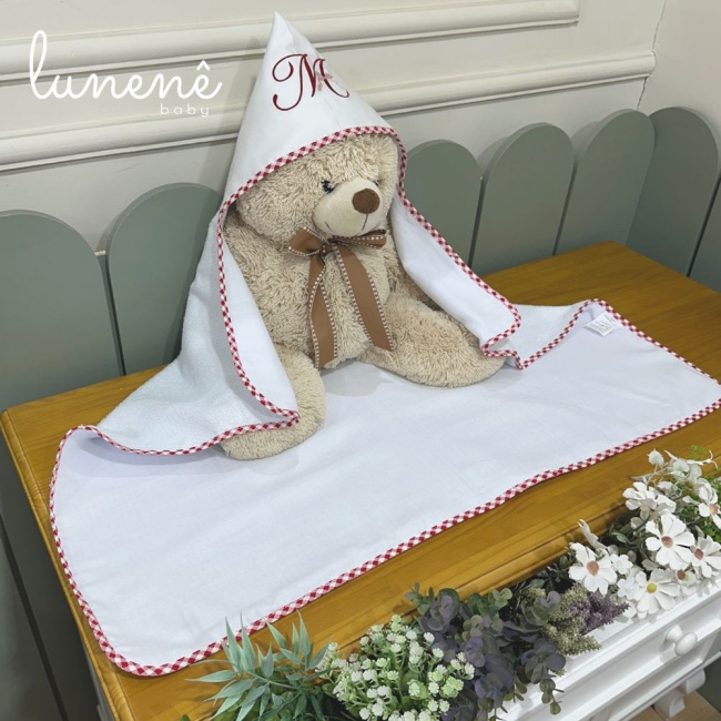 Toalha de Banho Forrada com Fralda Cerejinha Vermelha 4372