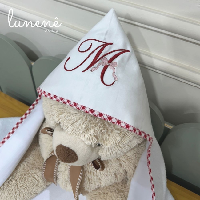 Toalha de Banho Forrada com Fralda Cerejinha Vermelha 4372