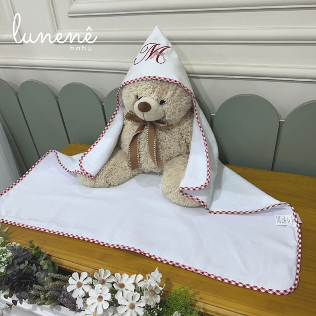 Toalha de Banho Forrada com Fralda Cerejinha Vermelha 4372