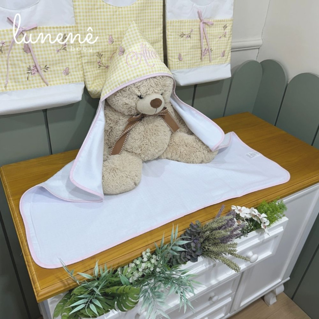 Toalha de Banho Forrada com Fralda Jardim Encantado 200 Fios 4556