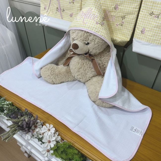 Toalha de Banho Forrada com Fralda Jardim Encantado 200 Fios 4556