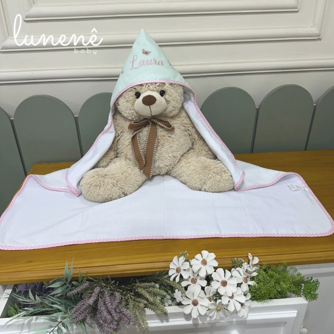 Toalha de Banho Forrada com Fralda Jardim Encantado 200 Fios 4587