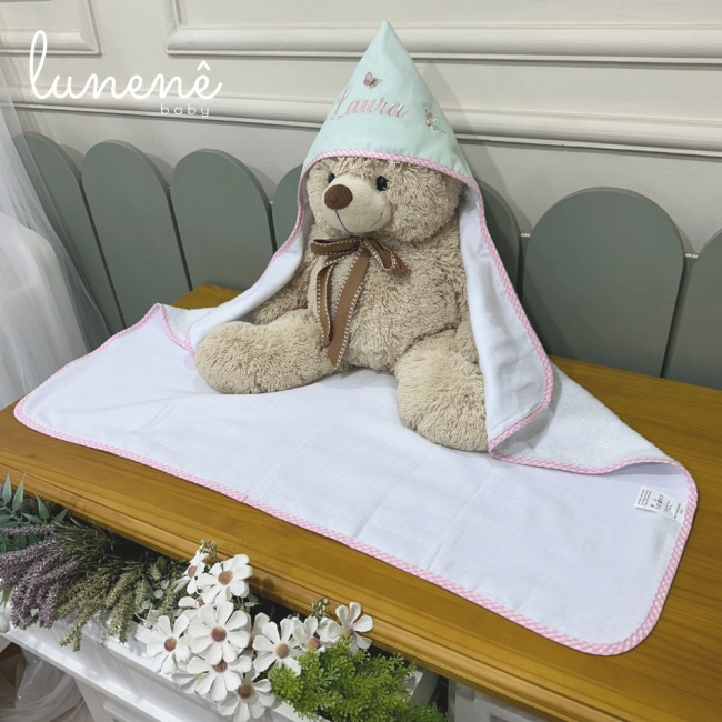 Toalha de Banho Forrada com Fralda Jardim Encantado 200 Fios 4587