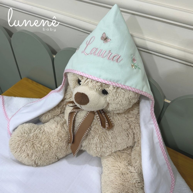 Toalha de Banho Forrada com Fralda Jardim Encantado 200 Fios 4587