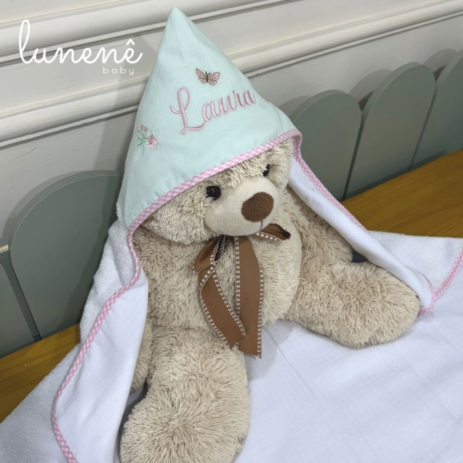 Toalha de Banho Forrada com Fralda Jardim Encantado 200 Fios 4587