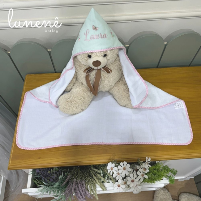 Toalha de Banho Forrada com Fralda Jardim Encantado 200 Fios 4587