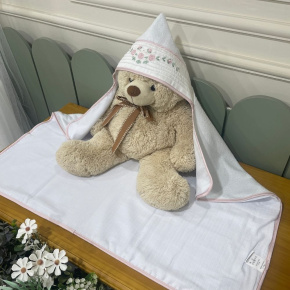 Toalha de Banho Forrada com Fralda Lunenê Baby 4516