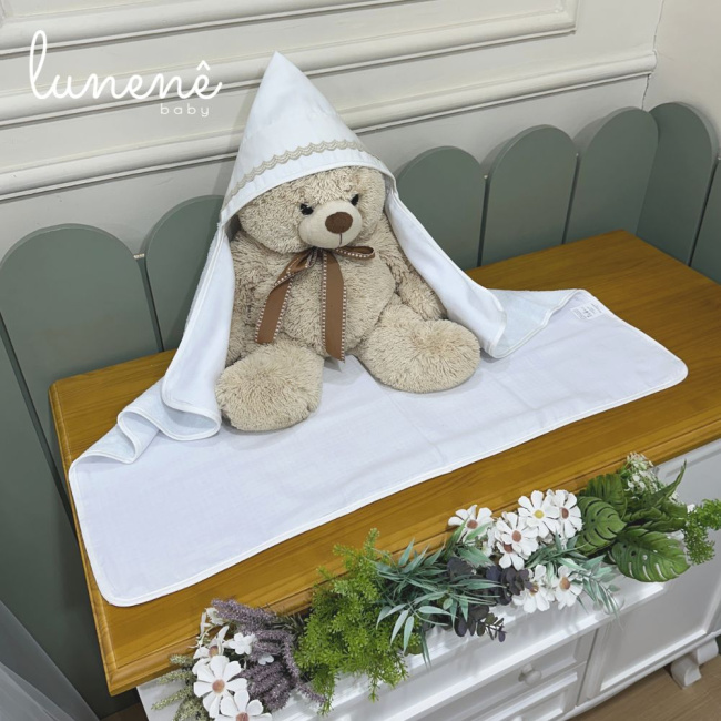 Toalha de Banho Forrada com Fralda Lunenê Baby Castelli Caqui 400 Fios 4579