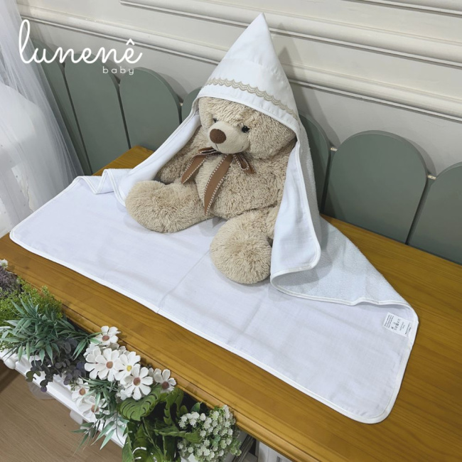 Toalha de Banho Forrada com Fralda Lunenê Baby Castelli Caqui 400 Fios 4579