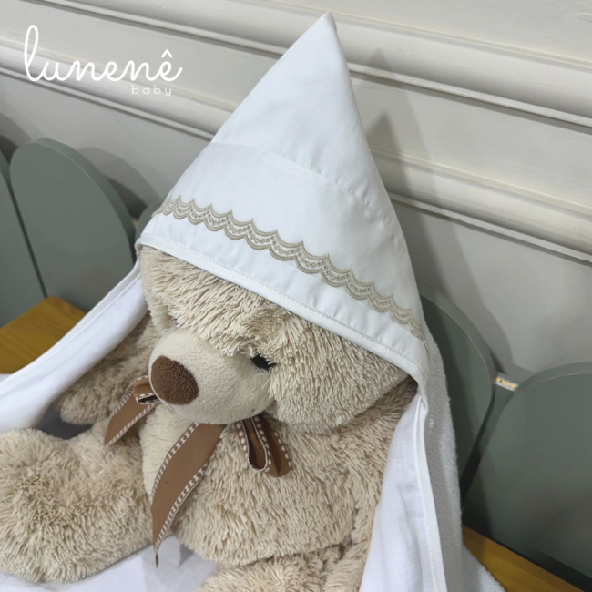 Toalha de Banho Forrada com Fralda Lunenê Baby Castelli Caqui 400 Fios 4579