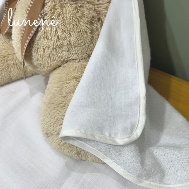 Toalha de Banho Forrada com Fralda Lunenê Baby Castelli Rosa 400 Fios 4583