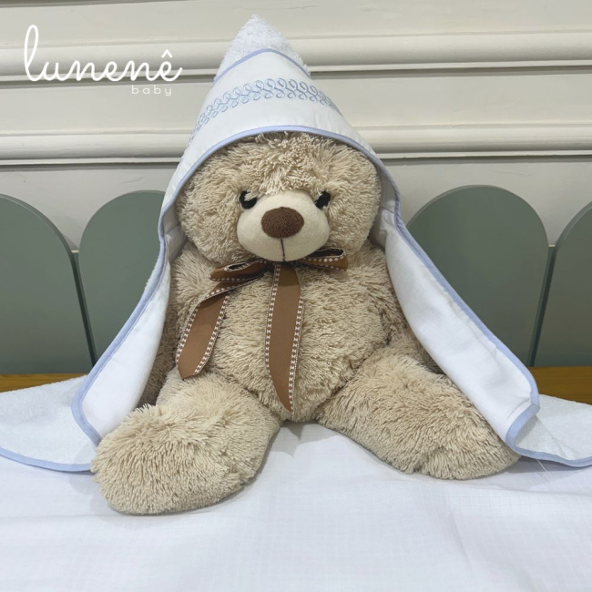 Toalha de Banho Lunenê Baby Azul 200 Fios