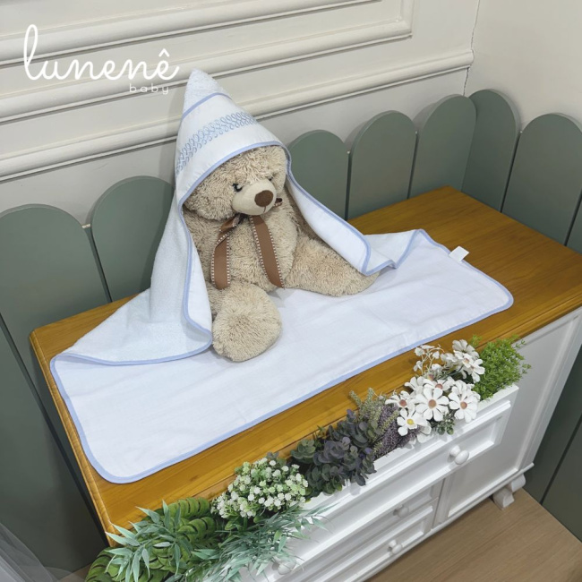 Toalha de Banho Lunenê Baby Azul 200 Fios