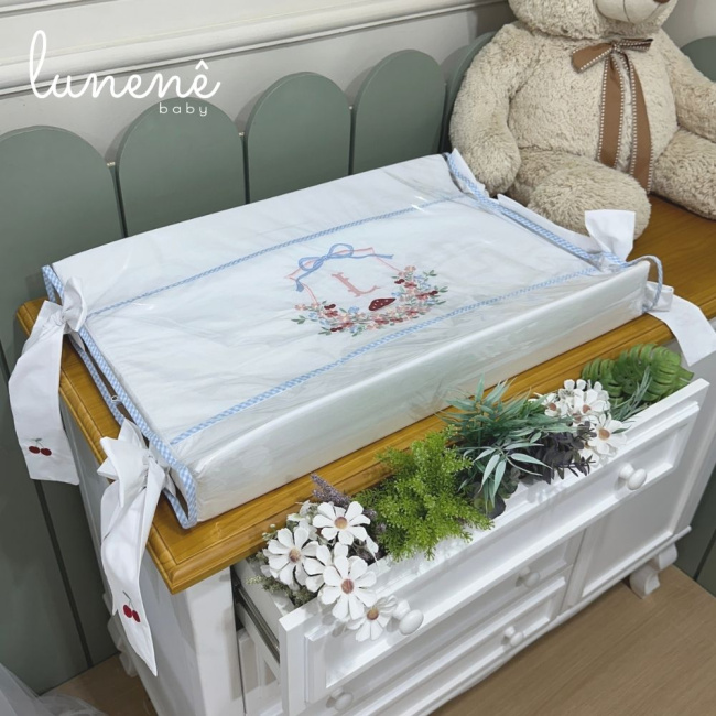 Trocador Anatômico Azul Xadrez 200 Fios 4599