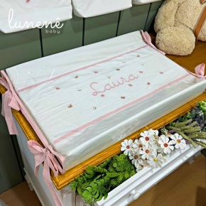 Trocador Anatômico Borboletas Rose Laura com Nome do Bebê