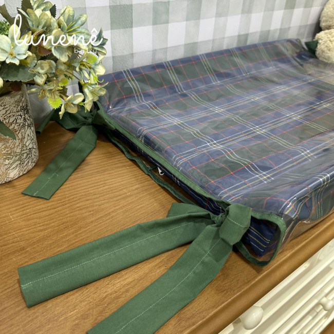 Trocador Anatômico Estampado Xadrez Ursinho Davi Verde 4682