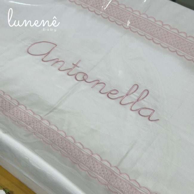 Trocador Anatômico Lunenê Baby Castelli Rosa 400 Fios 4583