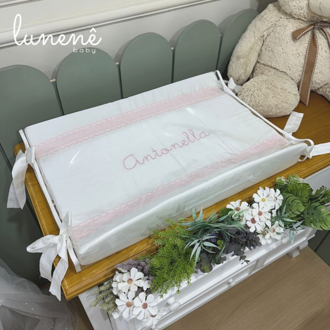 Trocador Anatômico Lunenê Baby Castelli Rosa 400 Fios 4583